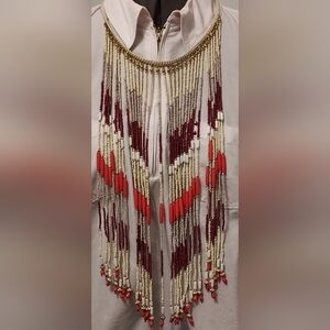 African Maasai Style Beaded Choker Draped Seed Bead Necklace Multicolor 20in.